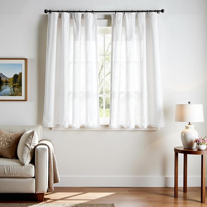 jinchan Off White Linen Blend Curtains 63 inch Length 2 Panels by JINCHAN