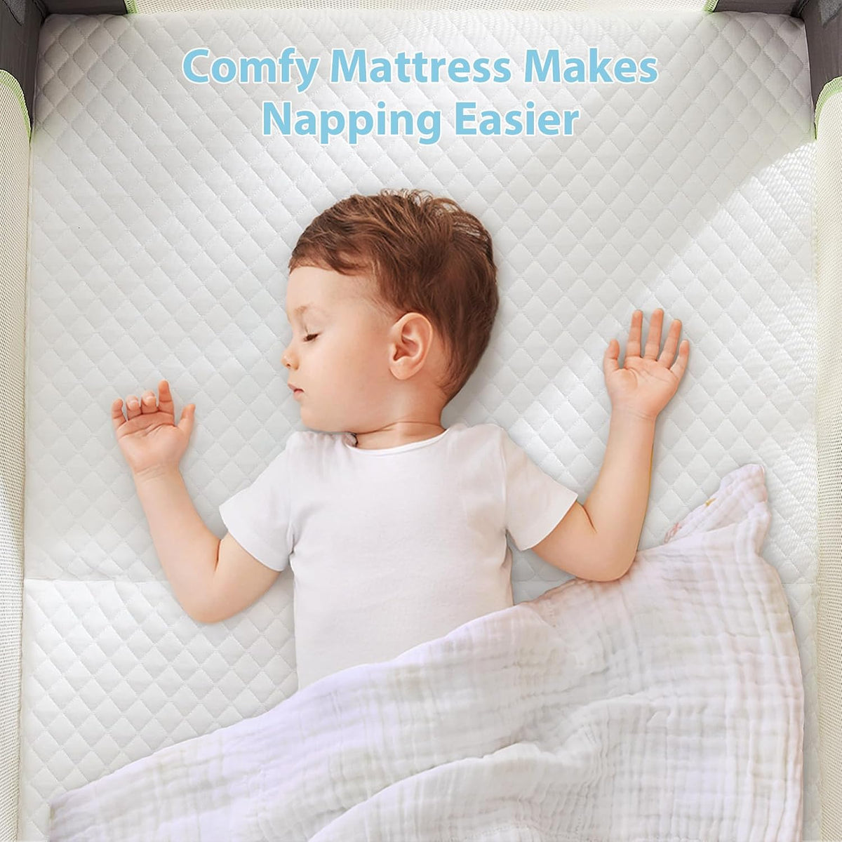 lilnap 3"" waterproof pack and play mattress, 38""x26""x3"", side view