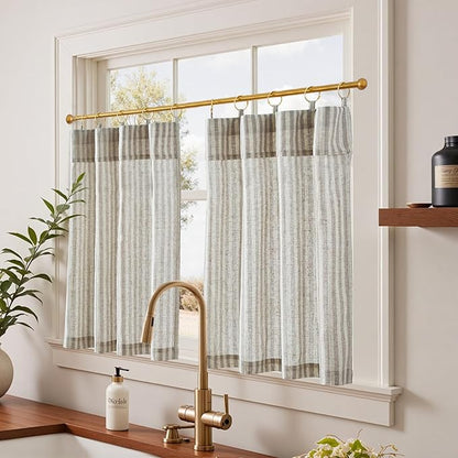 jinchan Striped Linen Kitchen Curtains - Image 2