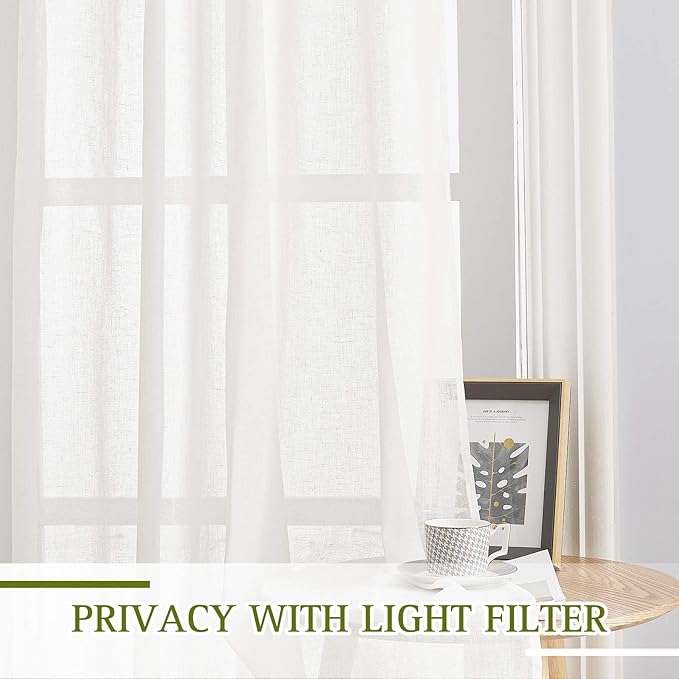 NICETOWN Faux Flax Linen Sheer Curtains - Image 5