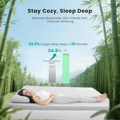 Firm Mattress Topper Queen Size 3 Inch, Cooling Gel & Bamboo Charcoal Memory - Image 2