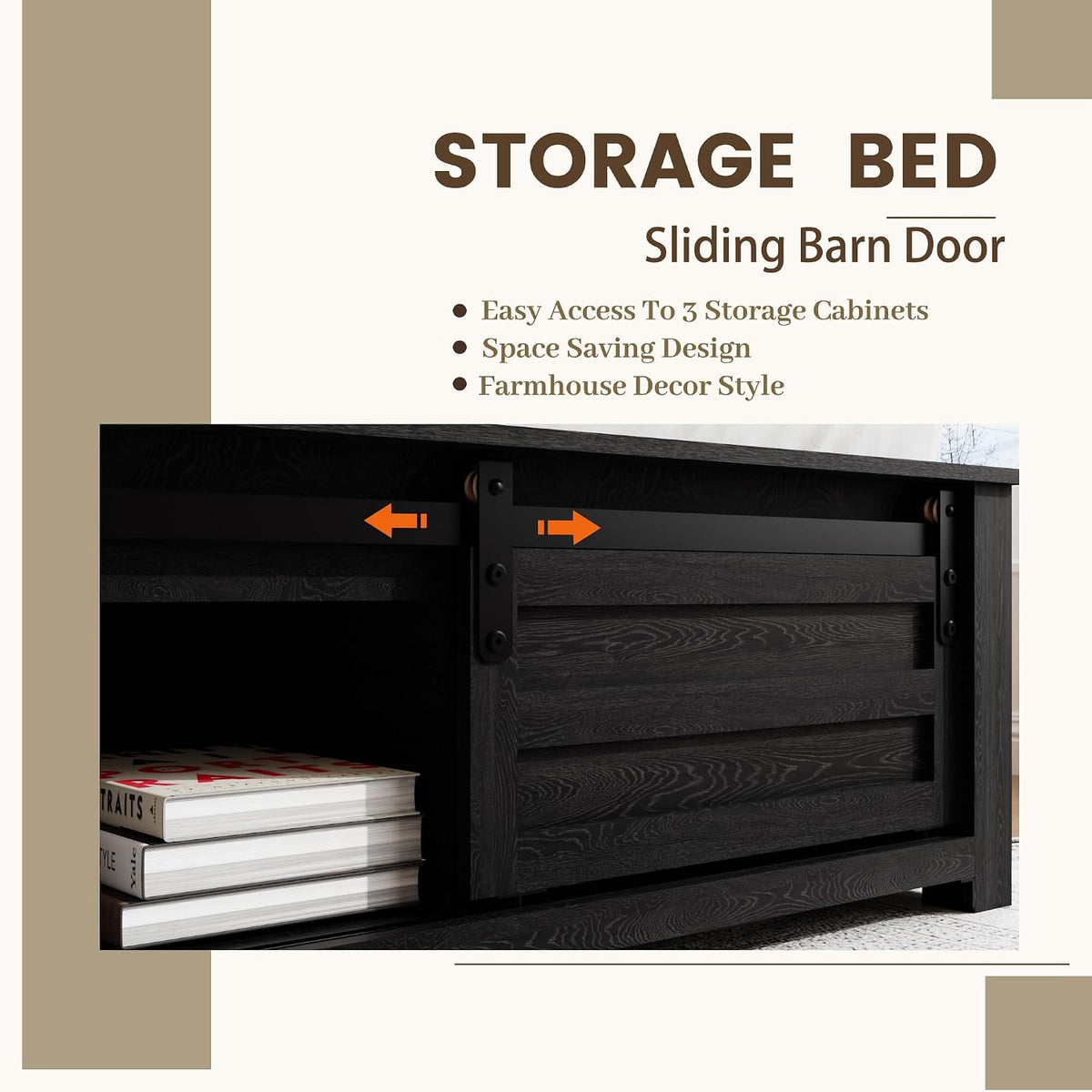 queen size wooden bed frame with headboard, farmhouse, package contents