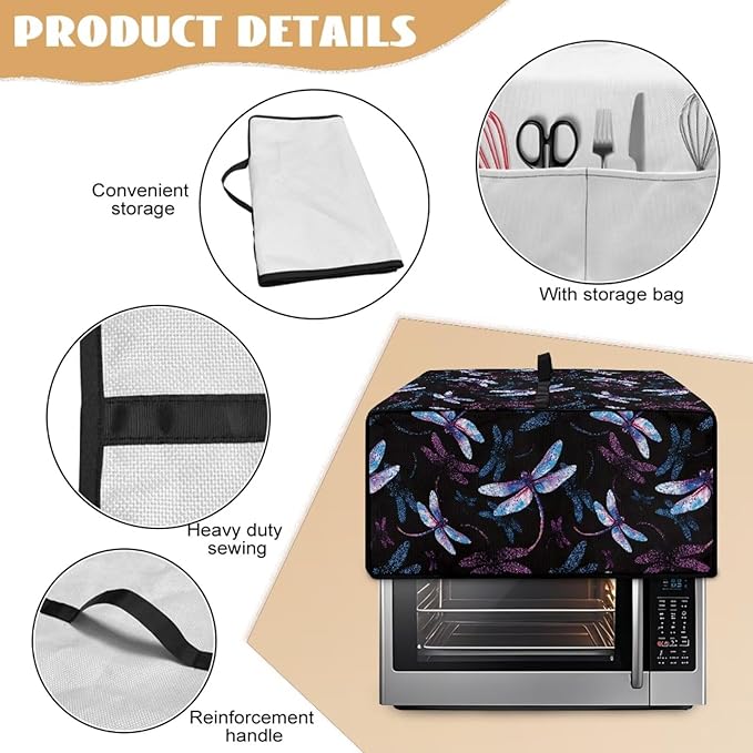 Dragonfly Print Microwave Oven Cover Dust-Proof Microwave Toaster Oven Cover - Image 6