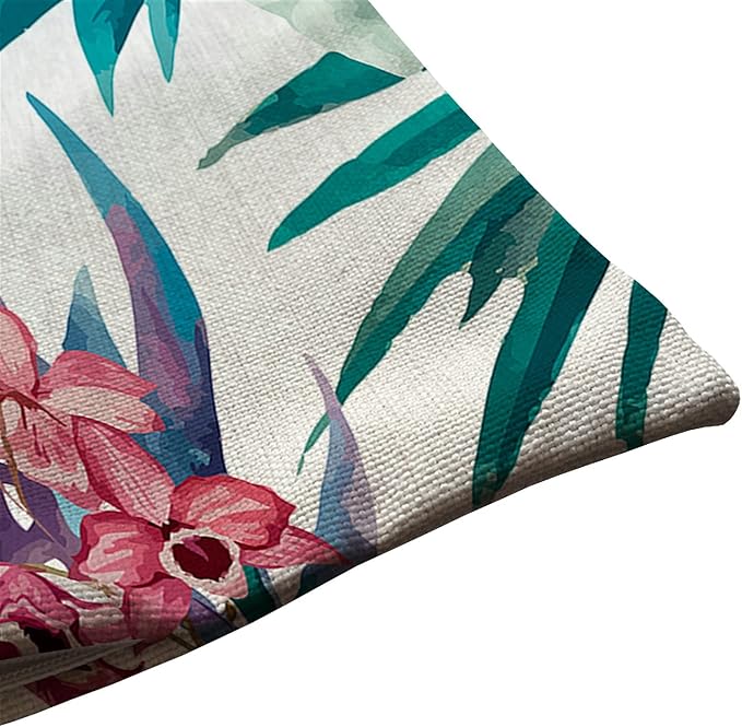 Solekla Tropical Flower Leaves Cotton Linen Throw Lumbar Pillow Case Cushion - Image 5