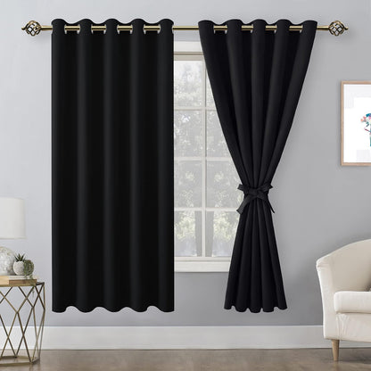 hiasan blackout curtains for bedroom, 60 x 63, front angle view