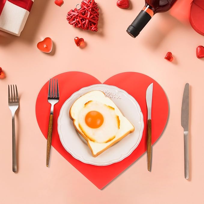 FOBSME 60 Pack Valentine's Paper Placemats Red Heart Placemats Disposable Love - Image 5
