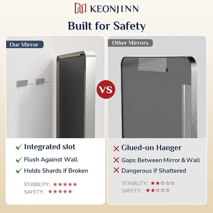 keonjinn 20 x 30 inch brushed nickel bathroom showing dimensions