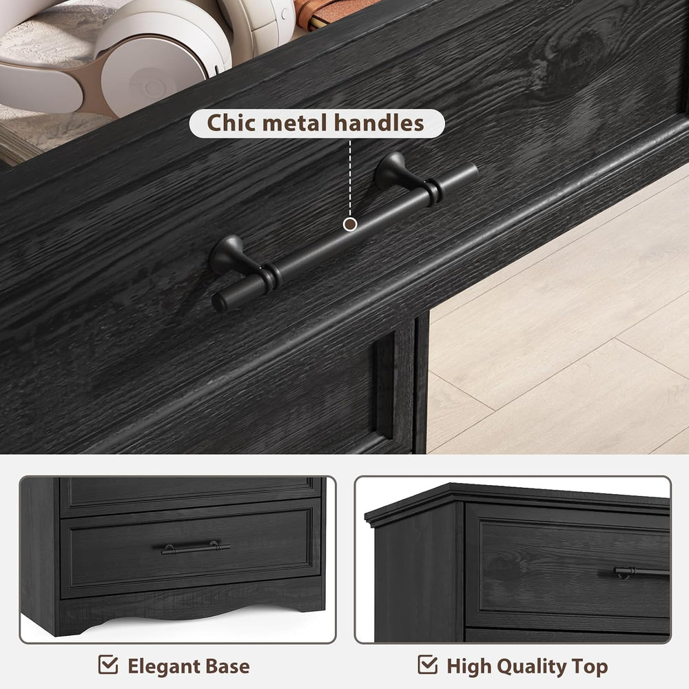Black 7-Drawer Dresser for Bedroom, 52" Tall Chest of Drawers