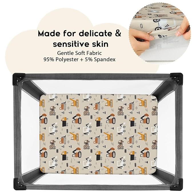Yoofoss Pack and Play Sheets Fitted, Mini Crib Sheets 2-Pack - Image 2