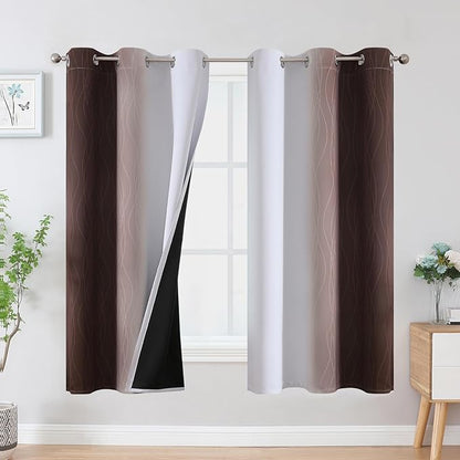 Estelar Textiler Brown and Greyish White Ombre Blackout Curtains by ESTELARTEXTILER