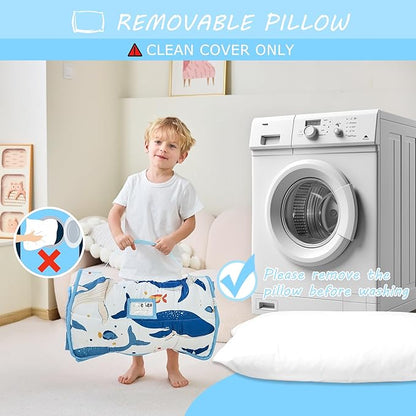Toddler Nap Mat with Pillow and Blanket, Extra Large Rolled Napping Mats - Image 7