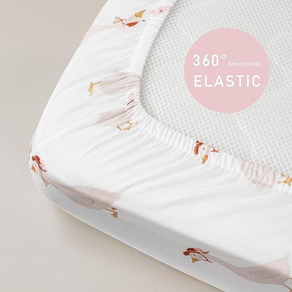 Nap Mat Sheet 47"x24", 3 Pack Pink Floral Baby Crib Sheets Fitted Elastic - Image 5