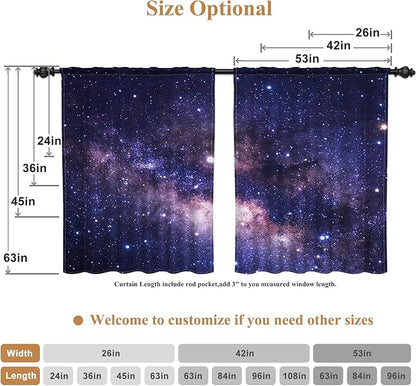 Renaiss 42 x 84 Inch Purple Galaxy Kitchen Window Curtains Tier Outer Space - Image 6