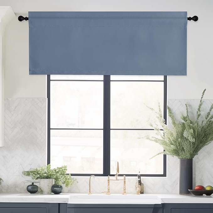 NICETOWN Stone Blue Farmhouse Valance by NICETOWN