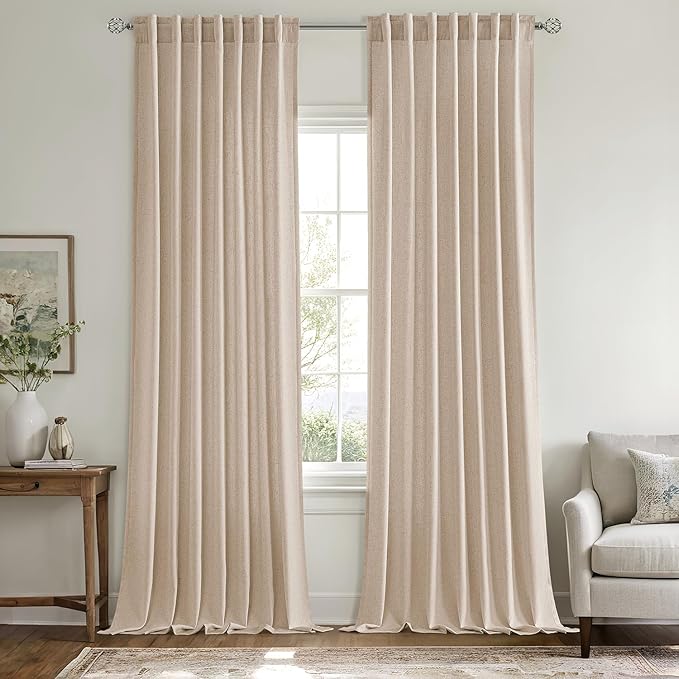 MIULEE Non-See-Through Privacy Linen Curtains 2 Panels, Light Filtering Window - Image 3