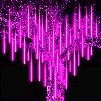 Purple Meteor Shower Lights, 10 Tube 540 LED 20 Inch Icicle Raindrop Lights for Halloween Tree Patio Garden Roof Eaves Outdoor Decor, Waterproof Plug (Can Connect 100 Sets)