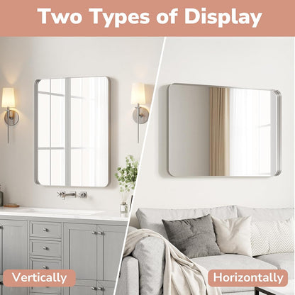ushower brushed nickel bathroom mirrors 24"x36" 2 pack, package contents