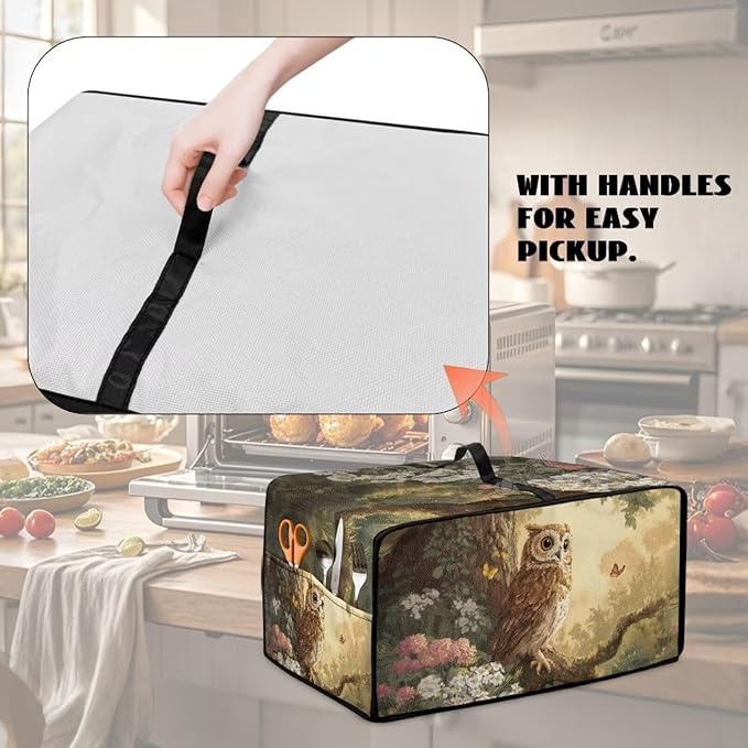 Owl Floral Tree Butterfly Print Microwave Oven Dust Cover Heavy Duty Microwave - Image 5