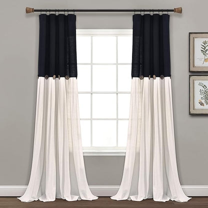 Lush Decor Linen Button Window Curtain Panel, Bedroom & Dining Room by LushDecor