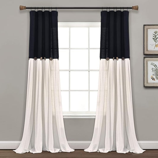 Lush Decor Linen Button Window Curtain Panel, Bedroom & Dining Room by LushDecor