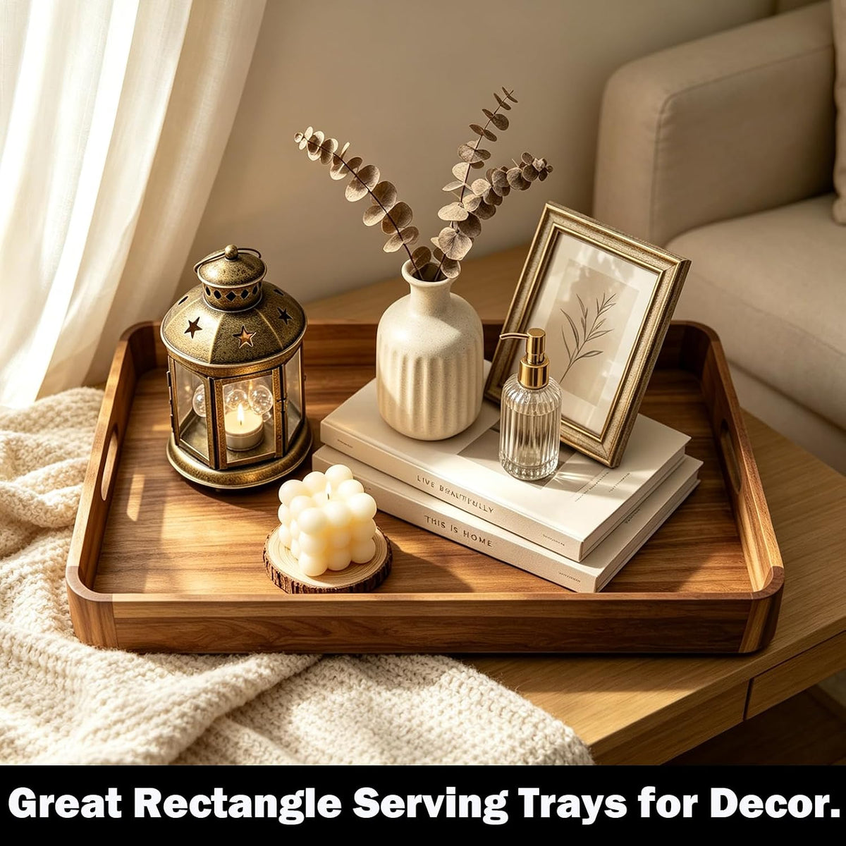 large wooden ottoman tray great rectangle trays for shown in use
