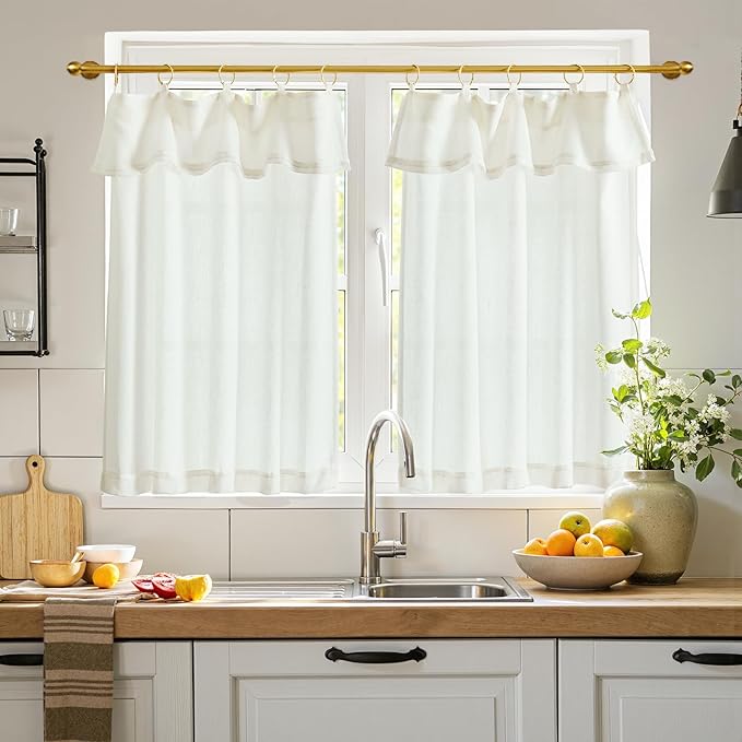 jinchan Linen Tier Curtains by JINCHAN