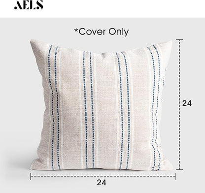 AELS 24x24 Decorative Farmhouse Linen Throw Pillow Covers, Boho Textured Pillow - Image 2
