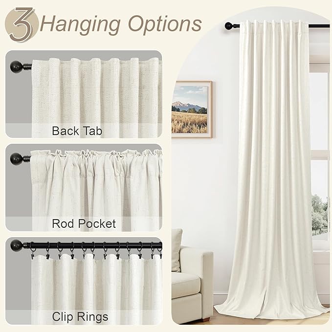 100 Inch Curtains Blackout for Bedroom Cooling Black Out Large Window Linen - Image 4