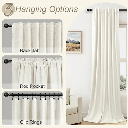 100 Inch Curtains Blackout for Bedroom Cooling Black Out Large Window Linen - Image 4