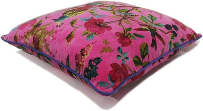 Eyes of India Velvet Floral Flower Bird Throw Pillow Sofa Cushion Cover Case - Image 5
