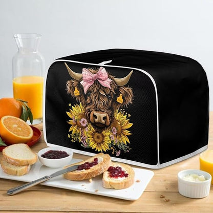 ZFRXIGN Sunflower Cow Toaster Cover 4 Slice Small Appliance Covers Kitchen - Image 4