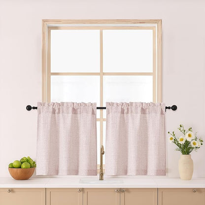 Gwine Blush Pink Short Curtains 24 Inch Length 2 Panels, Light Filtering by Gwine