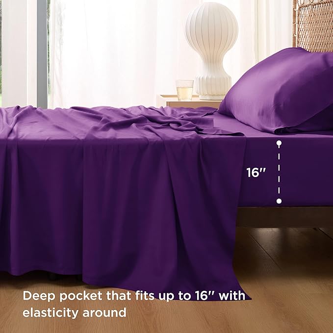Bedsure Cooling Sheets Twin, Rayon Derived from Bamboo, Breathable & Soft Twin - Image 3
