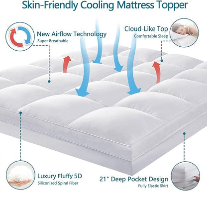 CHOKIT King Mattress Topper, Extra Thick Pillow Top Mattress Pad - Image 2