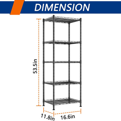regiller 5-wire shelving metal storage rack adjustable shelves,standing, close-up detail