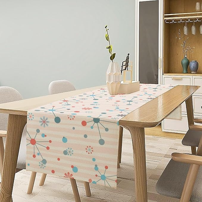 Atomic Retro Table Runner Mid Century Geometric Abstract Classic Modern Sputnik - Image 6