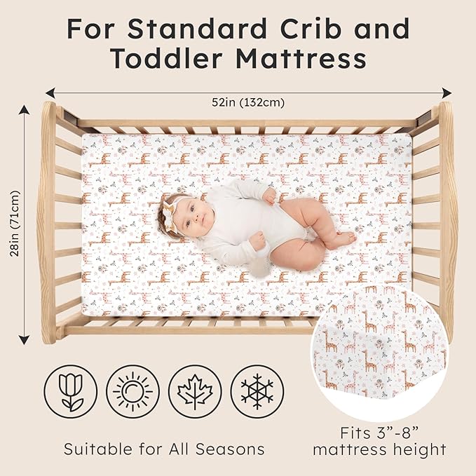 Baby Crib Sheets for Boys Girls Neutral, 2 Pack Crib Mattress Sheet for - Image 2
