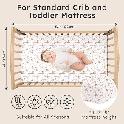 Baby Crib Sheets for Boys Girls Neutral, 2 Pack Crib Mattress Sheet for - Image 2