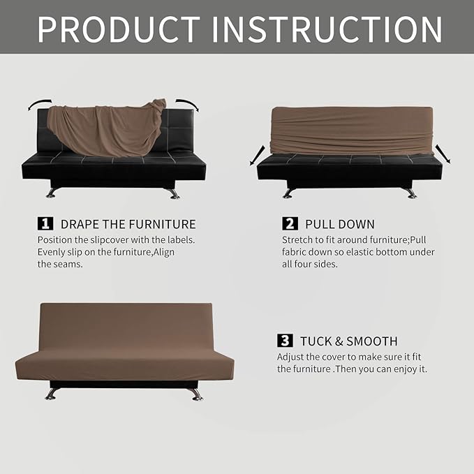 Easy-Going Stretch Futon Slipcover Armless Futon Bed Cover Furniture Protector - Image 6