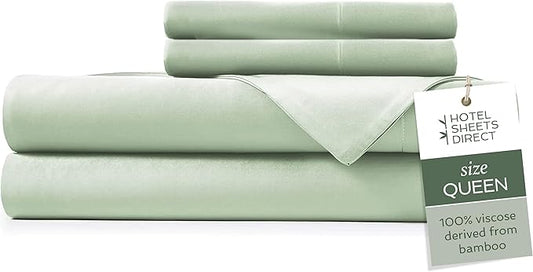 Hotel Sheets Direct 4 Piece Bed Sheet Set Queen Size, 100% Viscose Derived from by HOTELSHEETSDIRECT