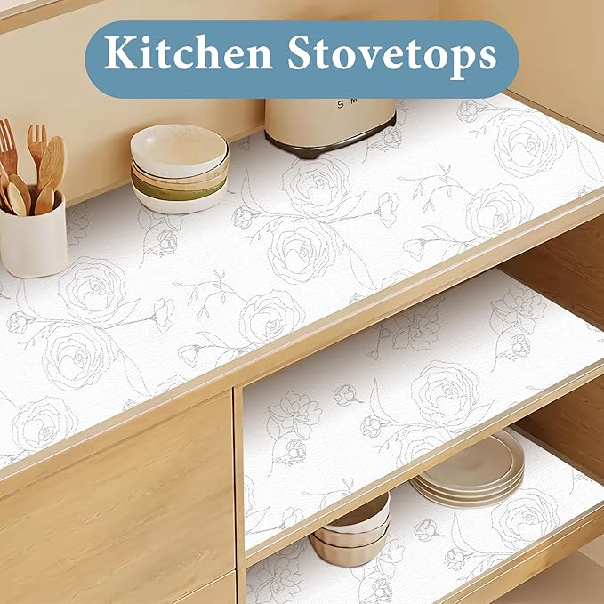 Shelf Liners for Kitchen Cabinets 12in x 30FT Non Adhesive Drawer Liner Sliver - Image 4