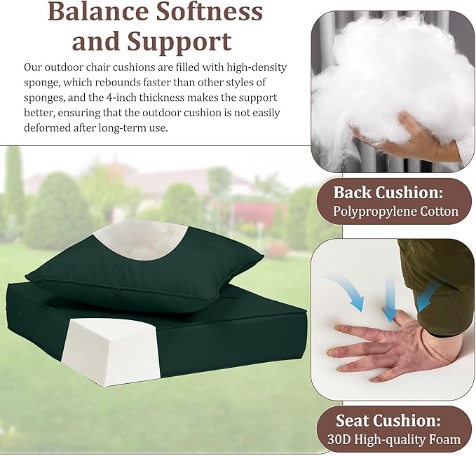 Outdoor Deep Seat Cushions for Patio Furniture Set of 2, Waterproof Outdoor - Image 4