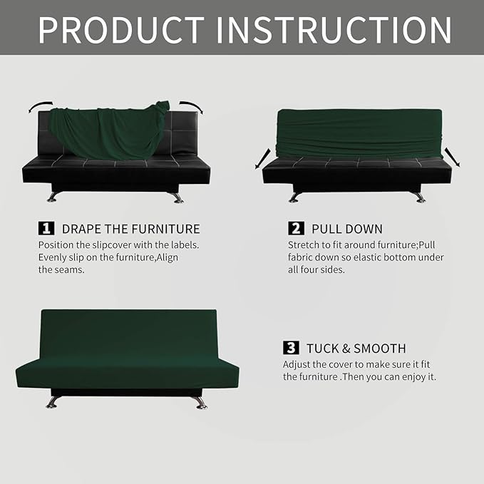 Easy-Going Stretch Futon Slipcover Armless Futon Bed Cover Furniture Protector - Image 6