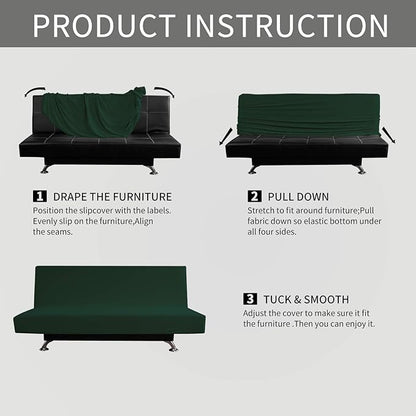Easy-Going Stretch Futon Slipcover Armless Futon Bed Cover Furniture Protector - Image 6