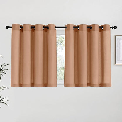 NICETOWN Burnt Orange Linen Kitchen Curtains 36 inch Length, Decorative Thick by NICETOWN