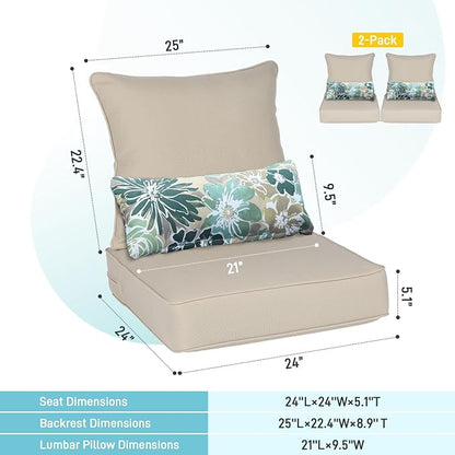 Aoodor Outdoor Chair Cushion, 24 x 24 Inch Water-Resistant, Fade-Resistant - Image 2