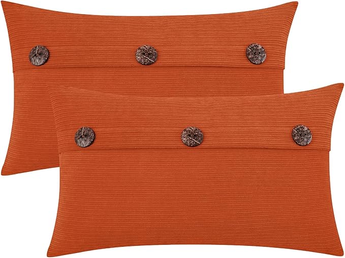 HWY 50 Burnt Orange Chenille Throw Pillow Covers 12x20 Inch by HWY50