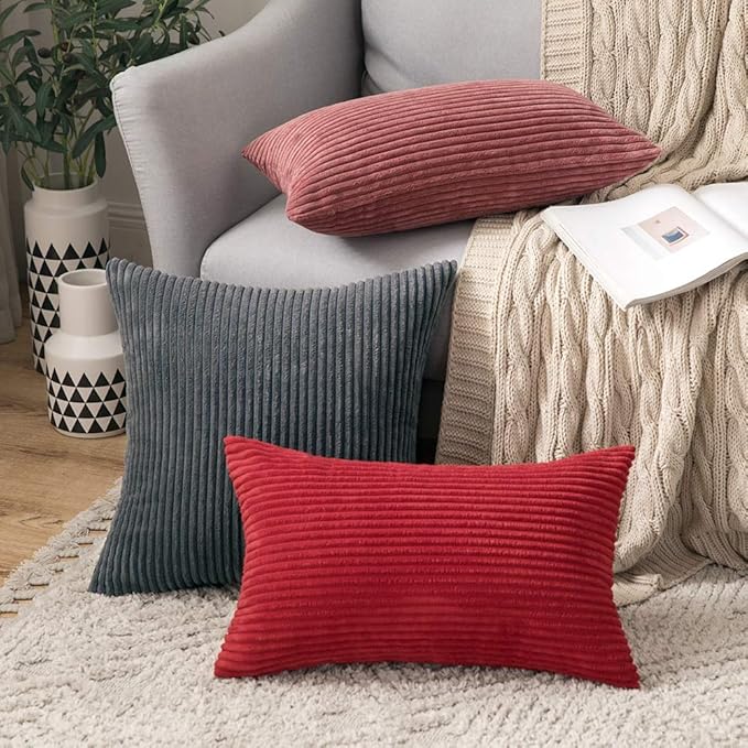 MIULEE Winter Pack of 2 Corduroy Pillow Covers 12 x 20 Inch Lumbar Christmas - Image 5
