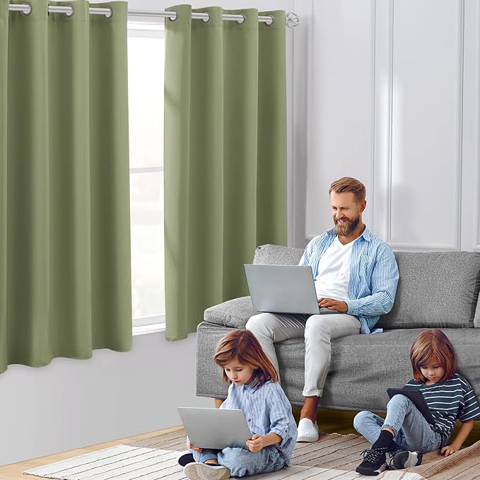 HOMEIDEAS Sage Green Blackout Curtains - Image 2