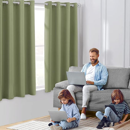 HOMEIDEAS Sage Green Blackout Curtains - Image 2